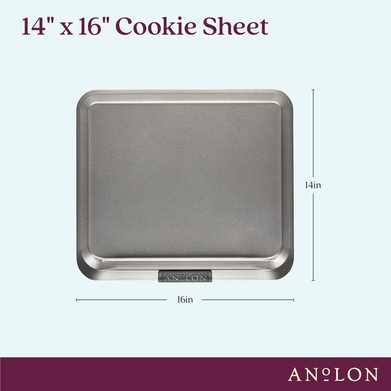 Anolon Advanced Nonstick Bakeware with Grips, Nonstick Cookie Sheet / Baking Sheet - 14 Inch x 16 Inch, Gray,54717 - Image 2